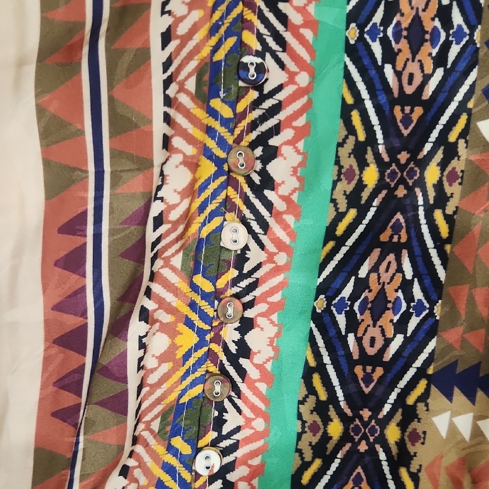 Johnny Was Multicolor Leaf Pattern Blouse- Swings… - image 4